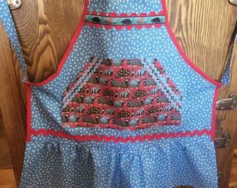 Alaskan Kuspuk  Full Apron with Alaskan Musk Ox Print