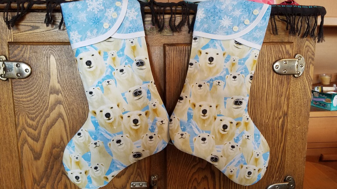 Christmas Stocking With Polar Bear Print - Etsy