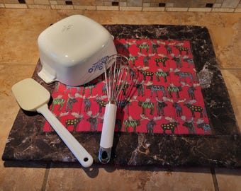 Quilted Dish Drying Mat with Moose Print