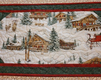 Quilted Table Runner with Lodge/Cabin Print