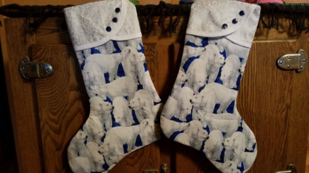 Christmas Stocking With Polar Bear Print - Etsy