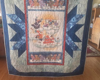 Lap Size Quilt with Alaskan  Native American Themed Print