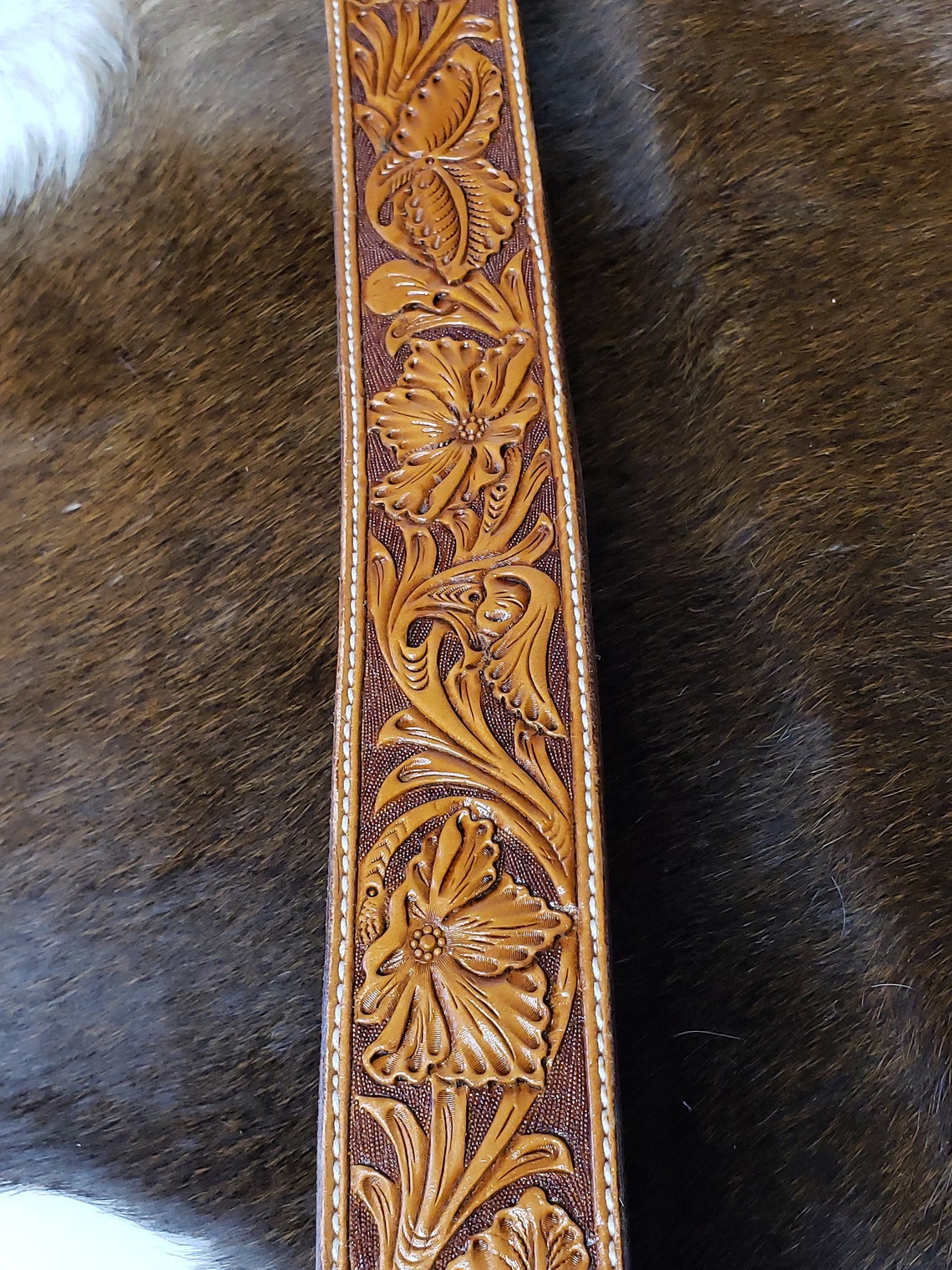 mens tooled leather belt