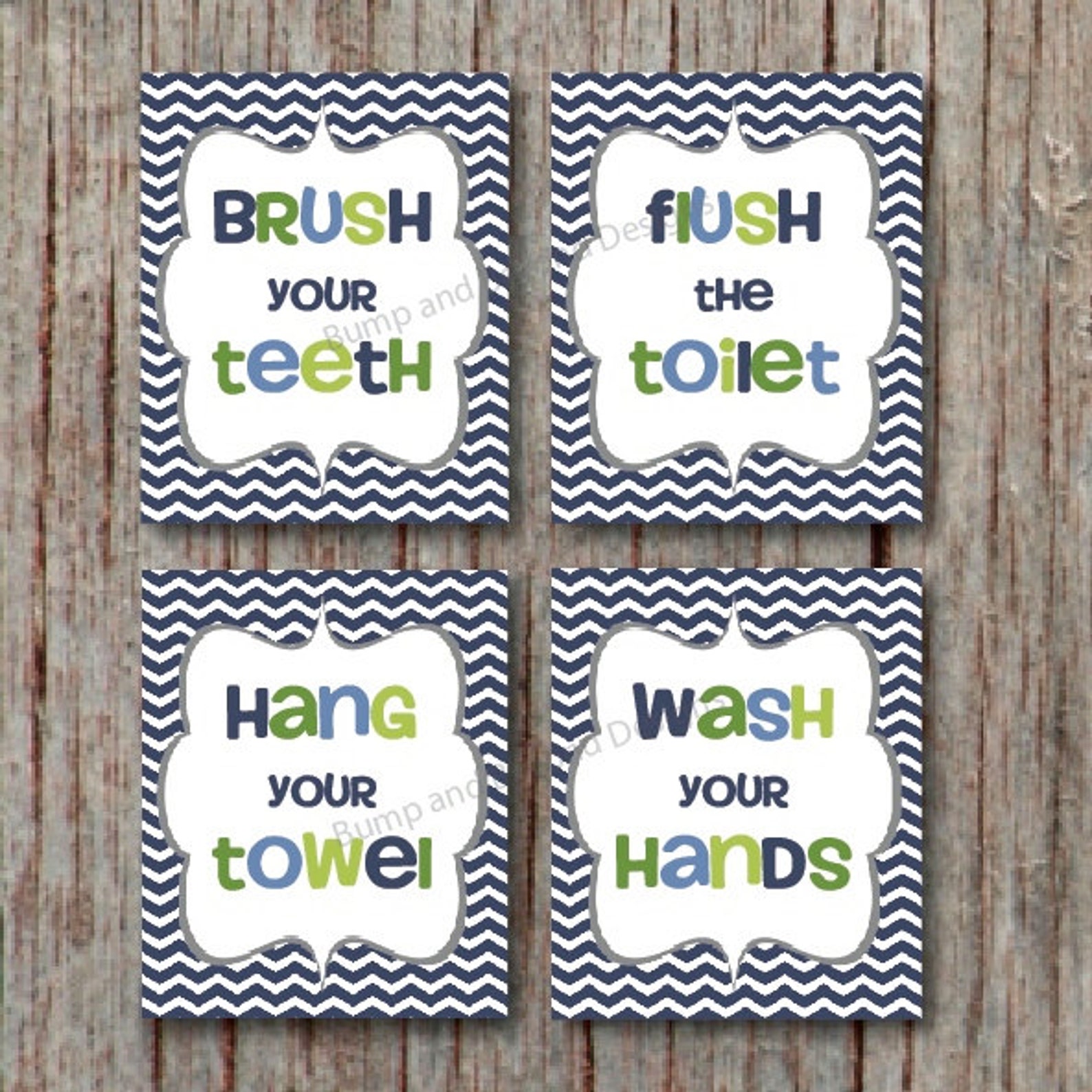 BATHROOM WALL ART Wash Your Hands Brush Your Teeth Hang Your Etsy