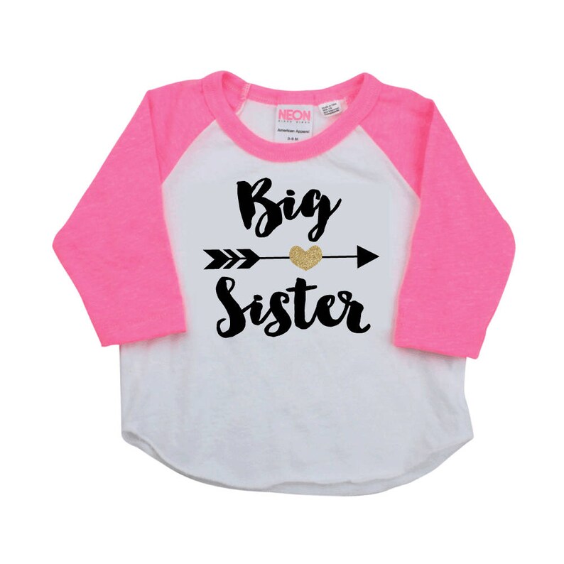 Big Sister Shirt Baby Announcement Shirt Girl Sibling Shirts New Personalized Baby Announcement Shirt Custom Big Sister Raglan 037 