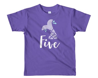 5th Birthday Shirt Girl Mermaid Fifth Birthday Outfit, Five Year Old Birthday Gift, Mermaid Fifth Birthday Party Outfit