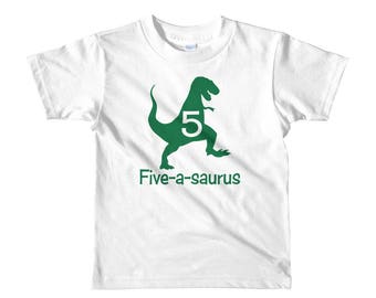 Fifth Birthday Boy Shirt, Dinosaur 5th Birthday T-Shirt, Five Year Old Birthday Gift, Dinosaur Fifth Birthday Party Outfit