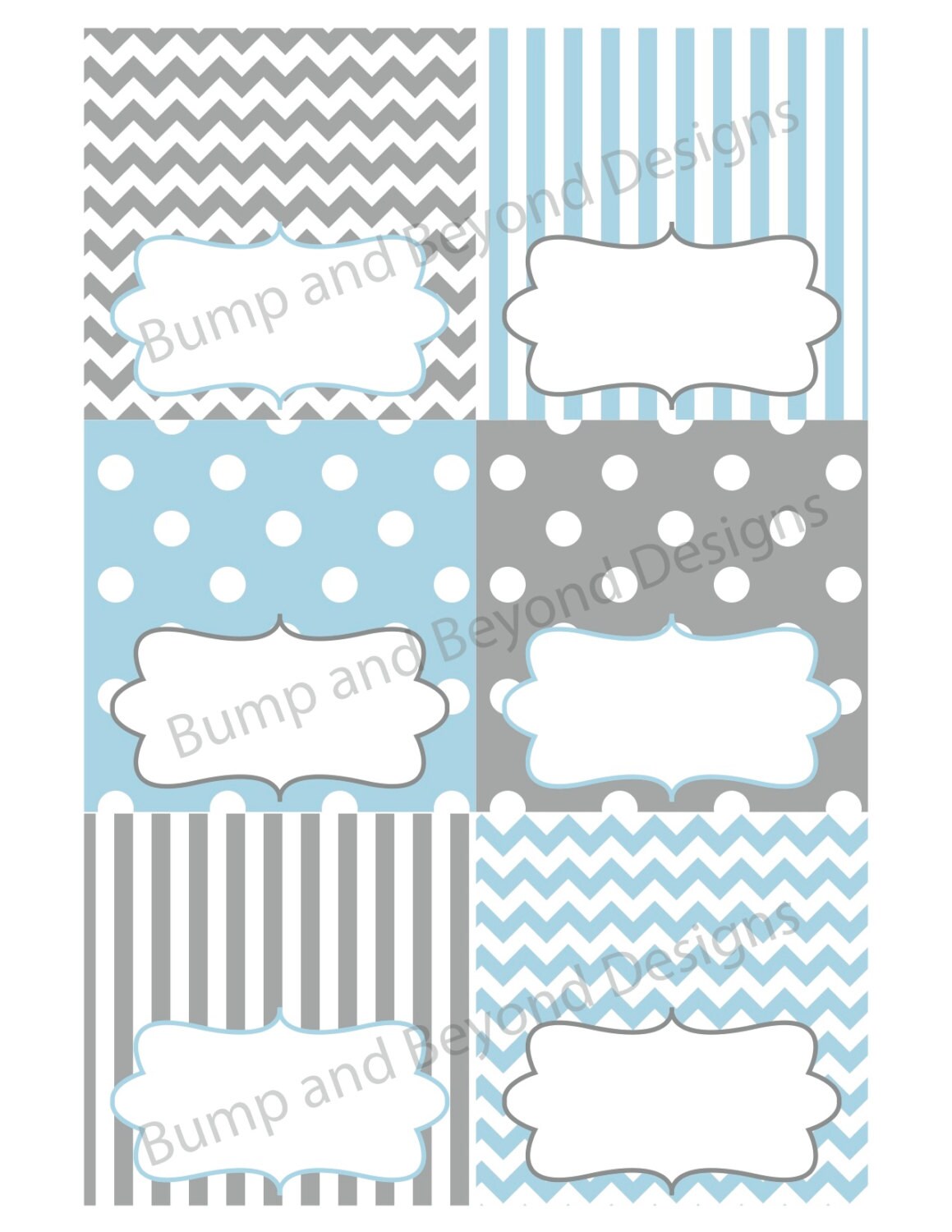 Baby Shower Food Tent Cards Baby Powder Blue Grey Printable Etsy
