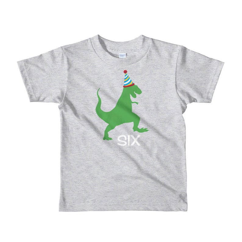 Dinosaur 6th Birthday Party Shirt, T-Rex Birthday Boy T-Shirt, Six Year Old Boy Dino Gift, Dinosaur Sixth Birthday Party Outfit image 3