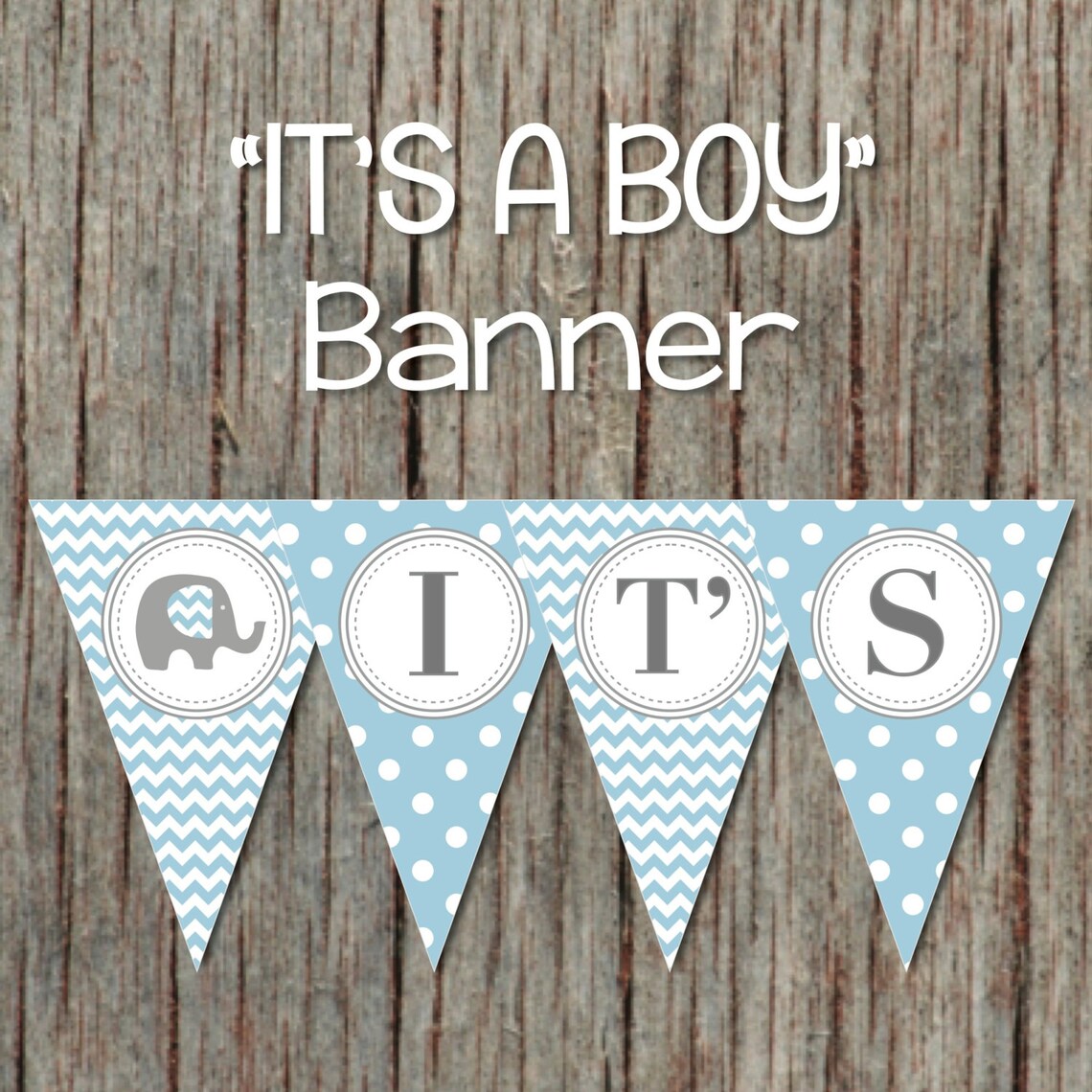 Elephant It's a Boy Baby Shower Printable Banner Powder Etsy