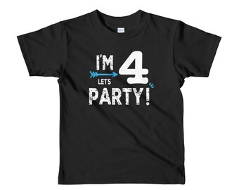 4th Birthday Shirt Boy Fourth Birthday Outfit, Four Year Old Birthday Gift, I'm Four Lets Party