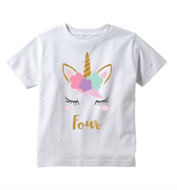 Girls Unicorn 4th Birthday T-shirt, Four Year Old Unicorn Gift, Fourth  Birthday Unicorn Outfit -  Canada