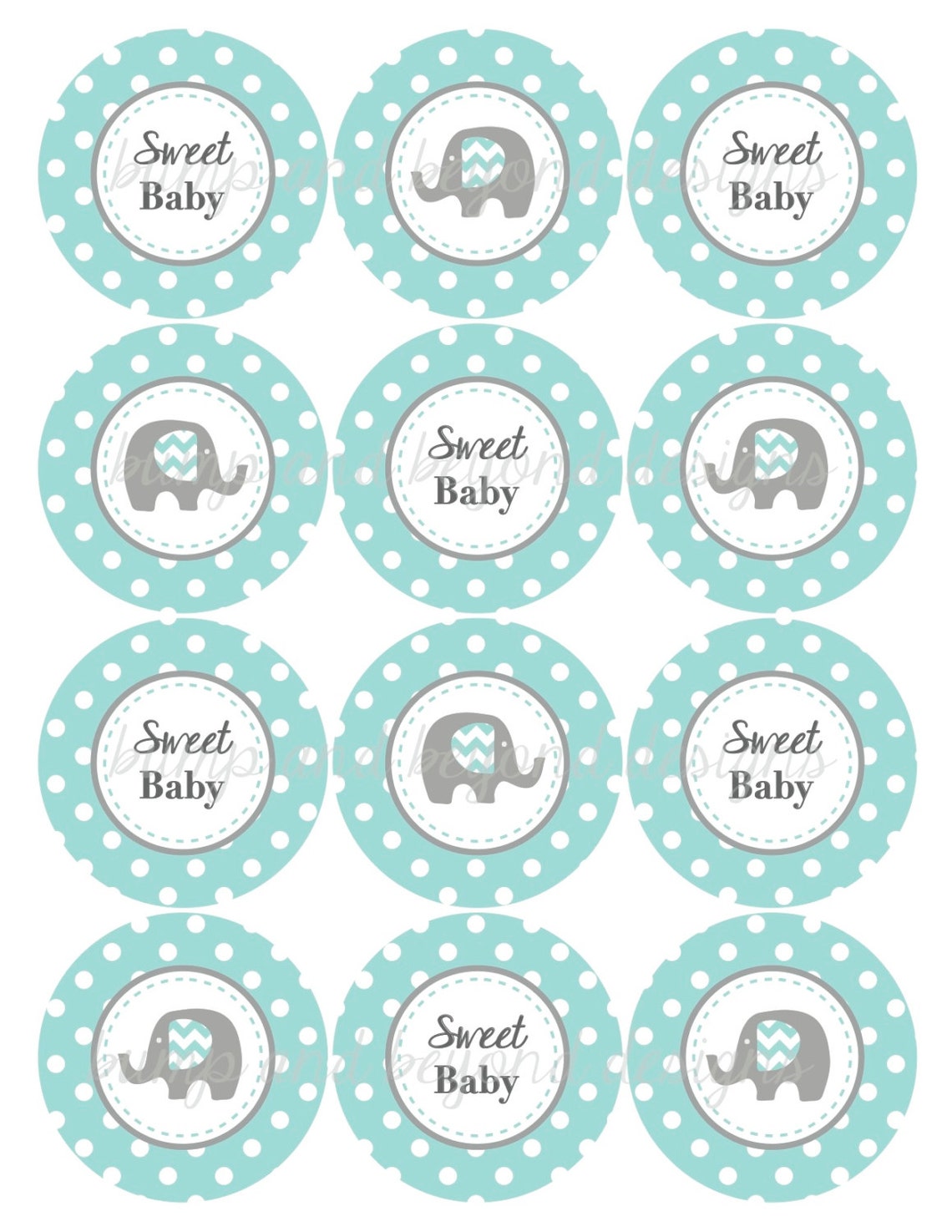 Baby Shower Elephant Party Supplies Printable Favor Tags | Etsy