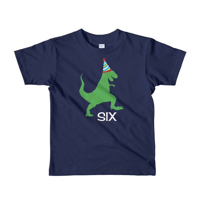 Dinosaur 6th Birthday Party Shirt, T-Rex Birthday Boy T-Shirt, Six Year Old Boy Dino Gift, Dinosaur Sixth Birthday Party Outfit image 1