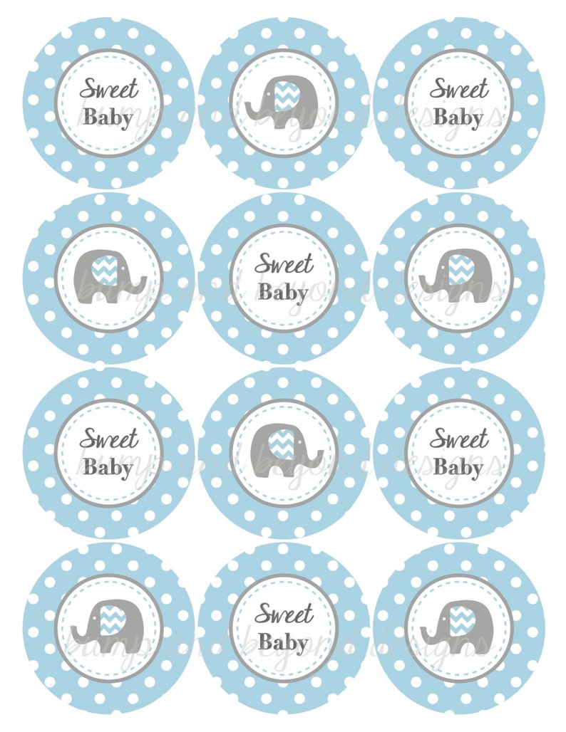 Baby Shower Decorations Elephant Cupcake Toppers Instant Etsy