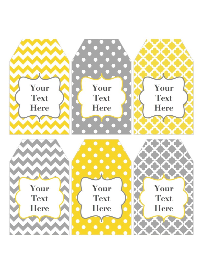 Gift Tags Printable Editable Tags Editable JPG File Yellow Etsy