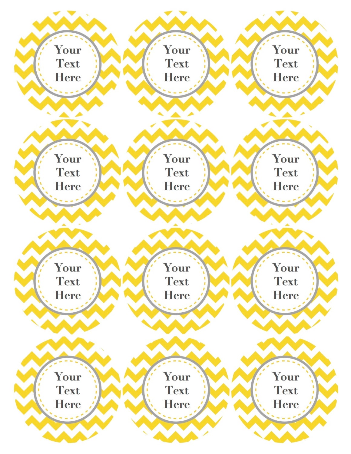 Printable Tags Editable JPG File Yellow Grey Chevron Labels - Etsy