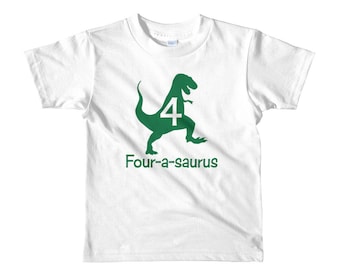 Fourth Birthday Boy Shirt, Dinosaur 4th Birthday T-Shirt, Four Year Old Birthday Gift, Dinosaur Fourth Birthday Party Outfit