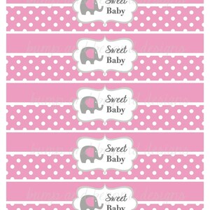 Elephant Water Bottle Labels Digital File Printable Baby | Etsy