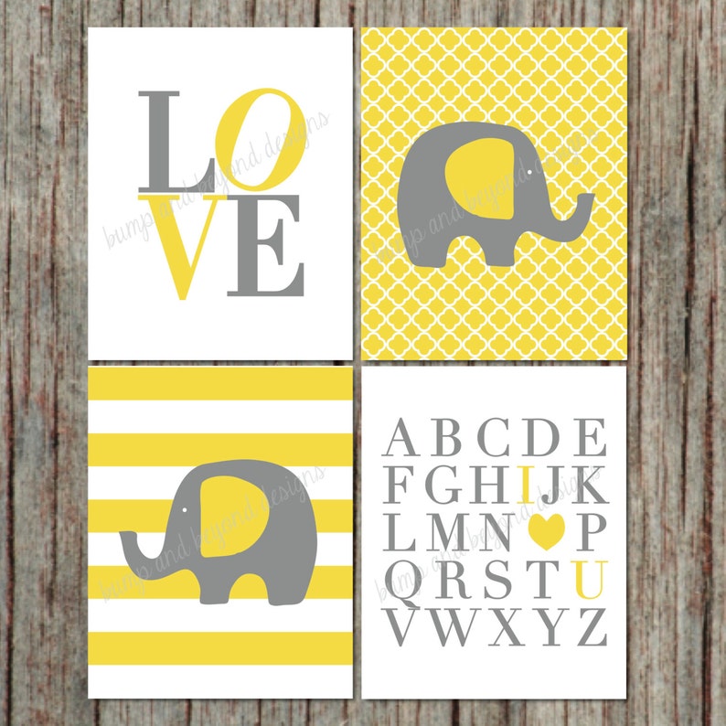 Nursery Wall Art Yellow Grey INSTANT