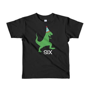 Dinosaur 6th Birthday Party Shirt, T-Rex Birthday Boy T-Shirt, Six Year Old Boy Dino Gift, Dinosaur Sixth Birthday Party Outfit image 2