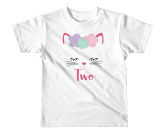 Kitty Cat 2nd Birthday Party Shirt, Cute Kitten Birthday Girl T-Shirt, Two Year Old Girl Cat Gift, Kitty Cat Second Birthday Party Outfit
