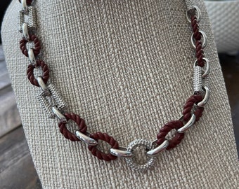 Vintage Whitney Kelly Sterling Silver and Jasper Large Link Chain Necklace