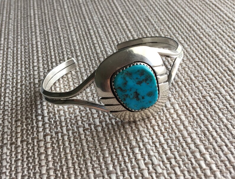 Vintage Navajo Old Pawn Turquoise Sterling Silver Cuff - Etsy