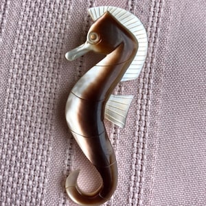 Depose Seahorse Mother of Pearl Brooch