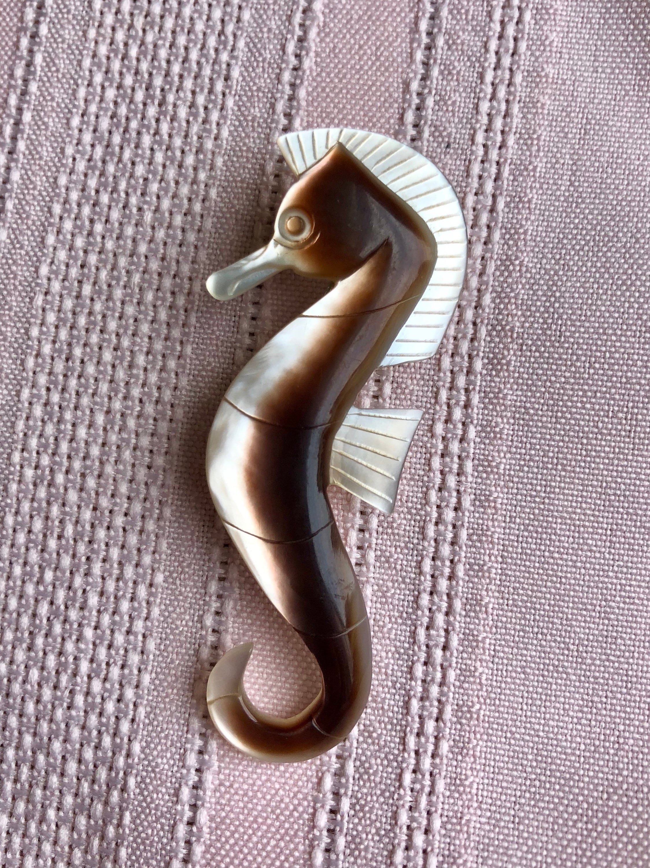 Broche Hippocampe Neuve Vert & Argenté - 5,6 Cm - Bijou Vintage Français