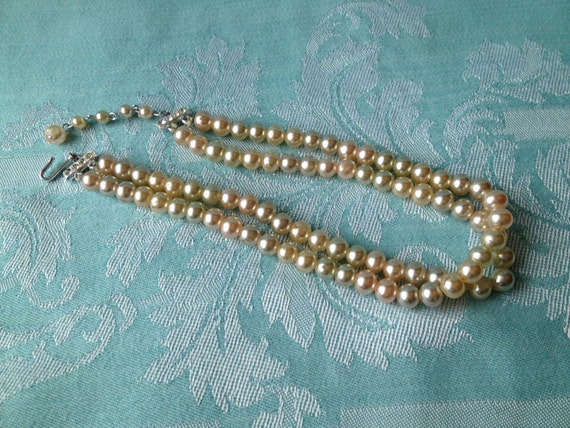 Japan Vintage Double Strand Iridescent Glass Bead… - image 2