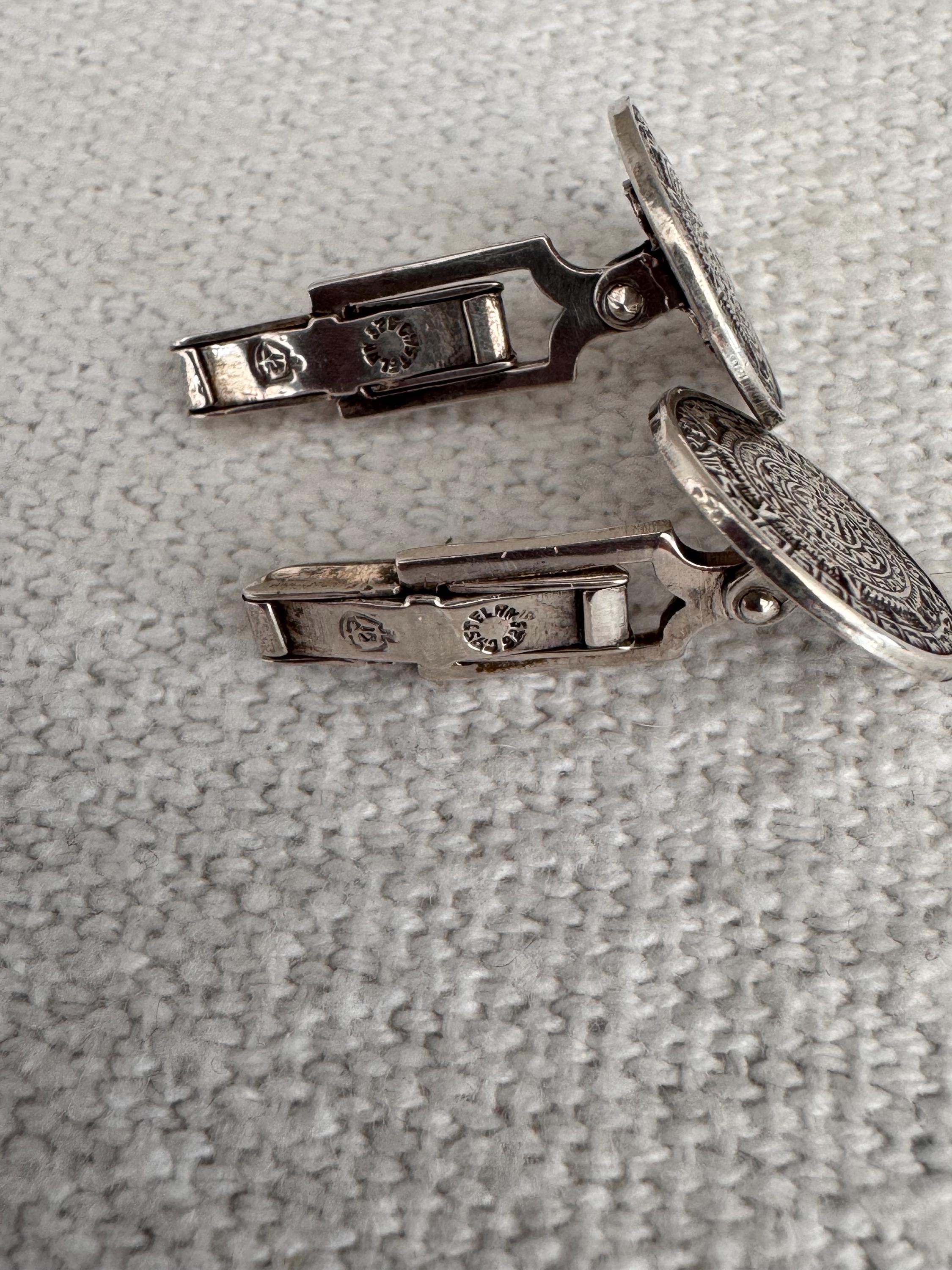 ヴィンテージ スターリング シルバー マヤ アステカ カレンダー カフス