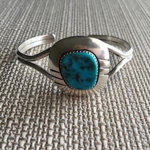Vintage Navajo Old Pawn Turquoise Sterling Silver Cuff