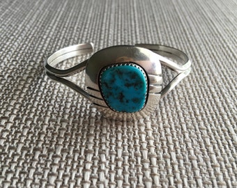 Vintage Navajo Old Pawn Turquoise Sterling Silver Cuff