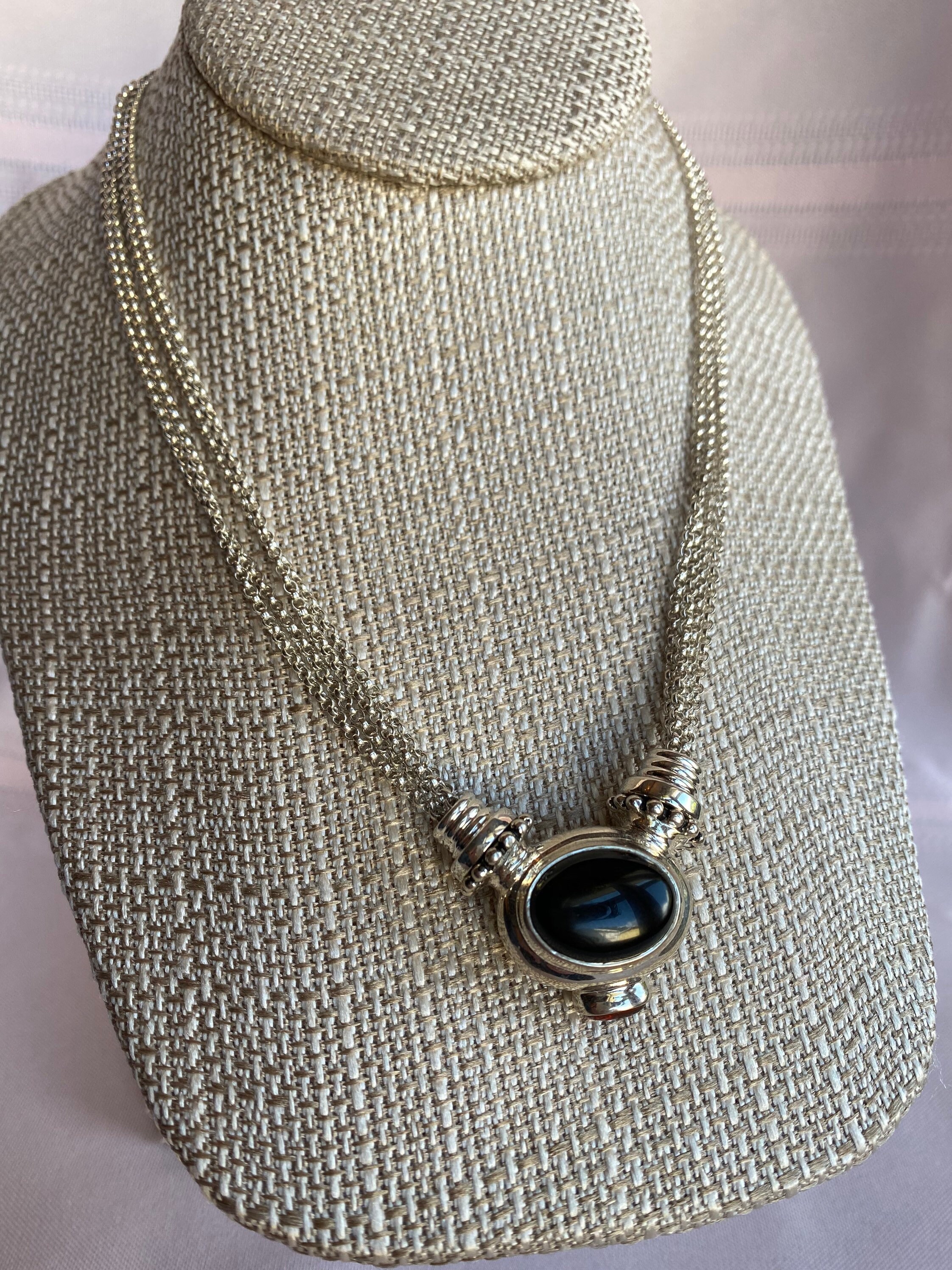 Sterling Silver ESPO Esposito Snap Onyx and Amber Necklace  Sterling Silver Beaded 5 Strand Black Onyx & Amber Joseph Esposito ESPO Necklace main image 0