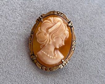 Italian 800 Sterling Cameo Brooch