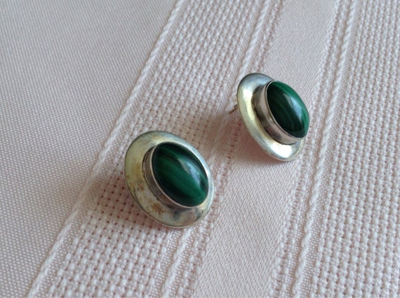 Signtature Stamped Sajen Malachite Sterling Silve… - image 1