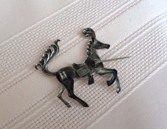 Sterling Lang Carousel Horse Vintage Brooch - image 3