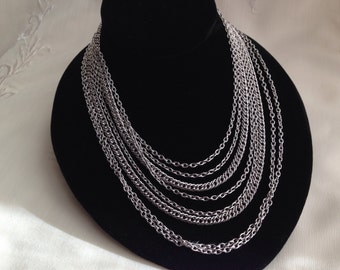 Vintage Coro Signature 5 Strand Silver Necklace