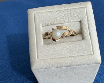 Vintage 14KT GE ESPO Double Pearl Ring - Etsy