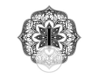 Monogram mandala printable - I