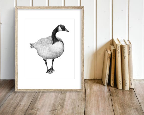 Canada Goose Dessin Au Fusain Jet Dencre Art Print Charbon De Bois Murale Decor Noir Et Blanc Wall Art Cadeau Pour Elle Chambre De Bébé