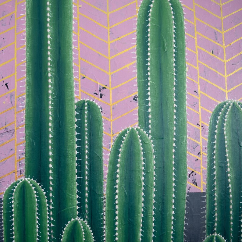 Cactus Fine Art Blush Cacti / Line Work Etsy