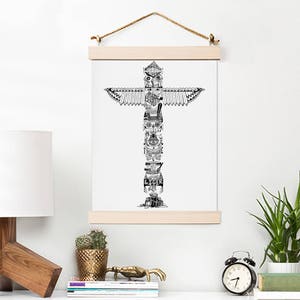 Portmanteau pun Totem Pole DIGITAL FILE Portmantotem Pole Linguistic Word Nerd art Gift for philologist Hipster professor Literature Major image 1