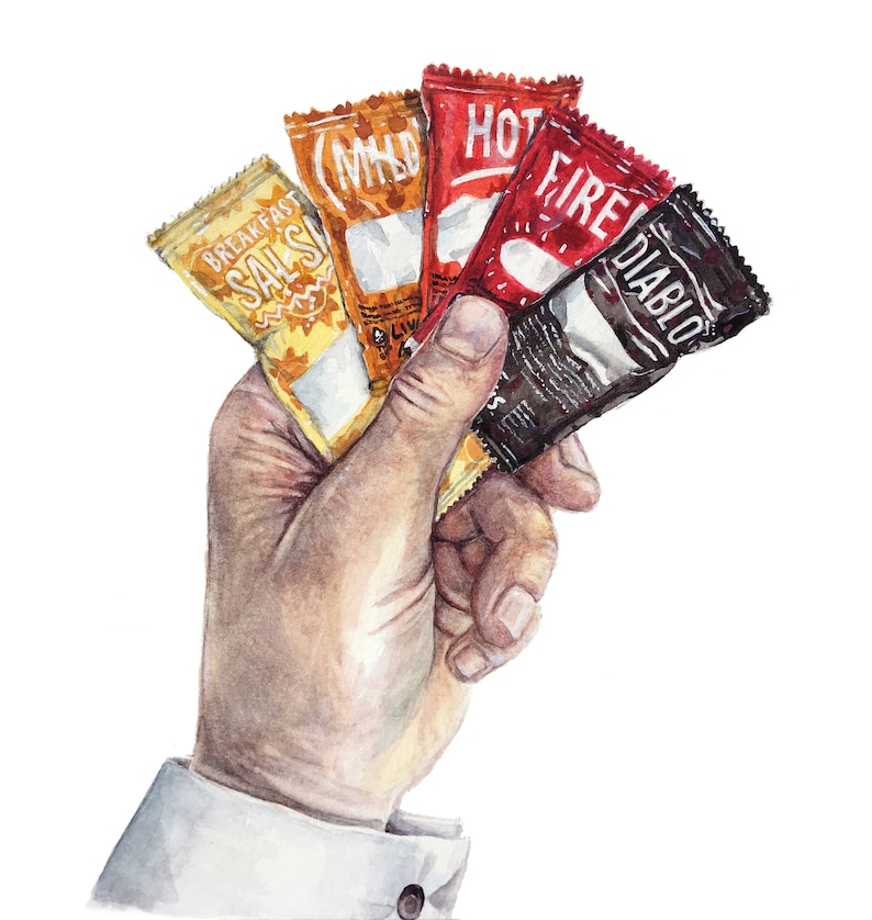 Customizable Taco Bell Sauce Packet Art Poker Hand Mild Hot Fire Diablo