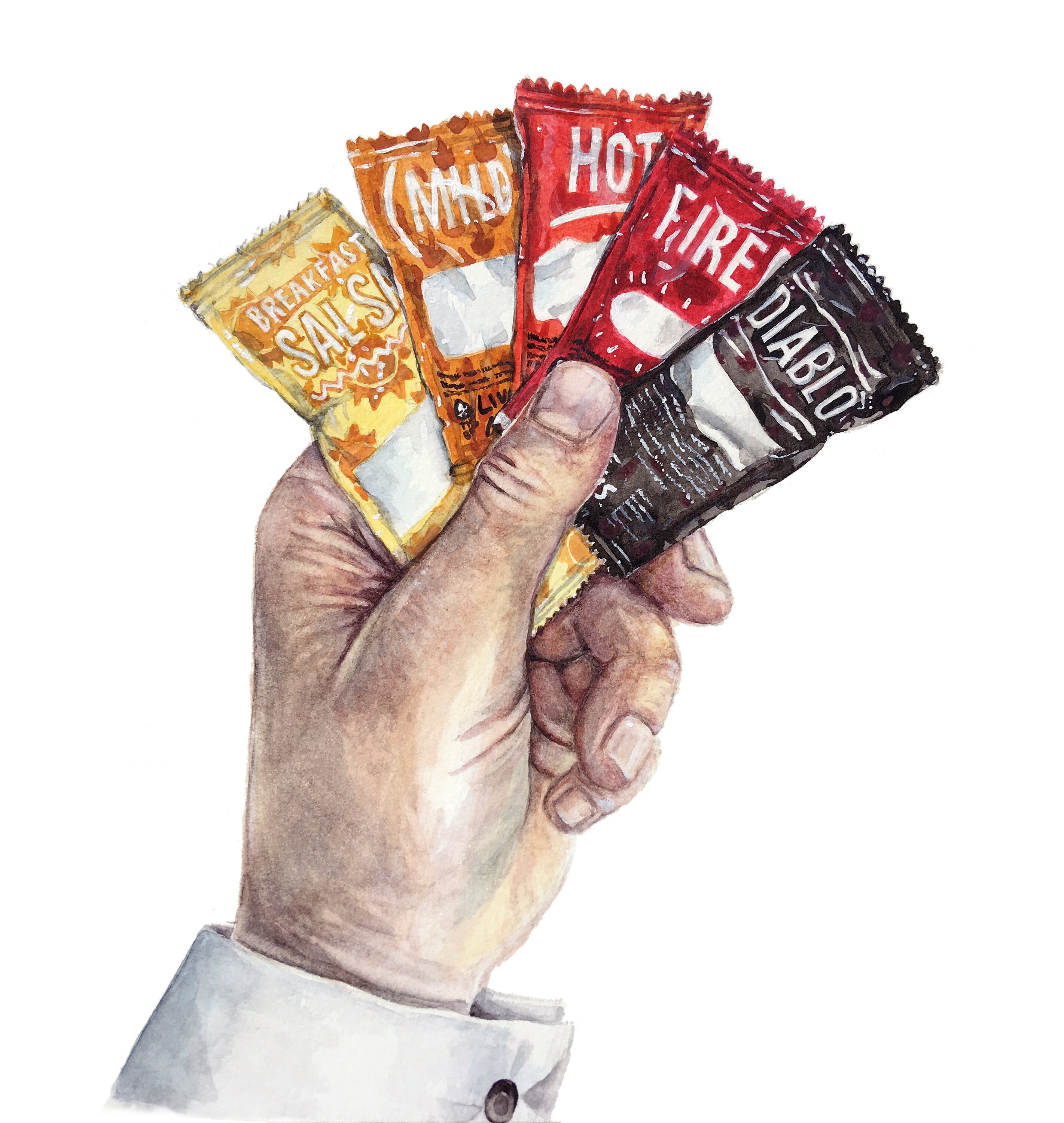 Customizable Taco Bell Sauce Packet Art Poker Hand Mild Hot Fire Diablo