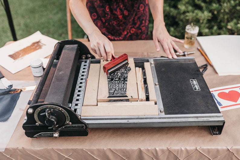 Letterpress Martini Print Gin Martini Linoleum Cocktail Recipe Design by BirdsFlyOver
