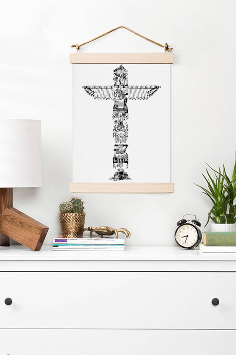 Portmanteau pun Totem Pole DIGITAL FILE Portmantotem Pole Linguistic Word Nerd art Gift for philologist Hipster professor Literature Major image 1