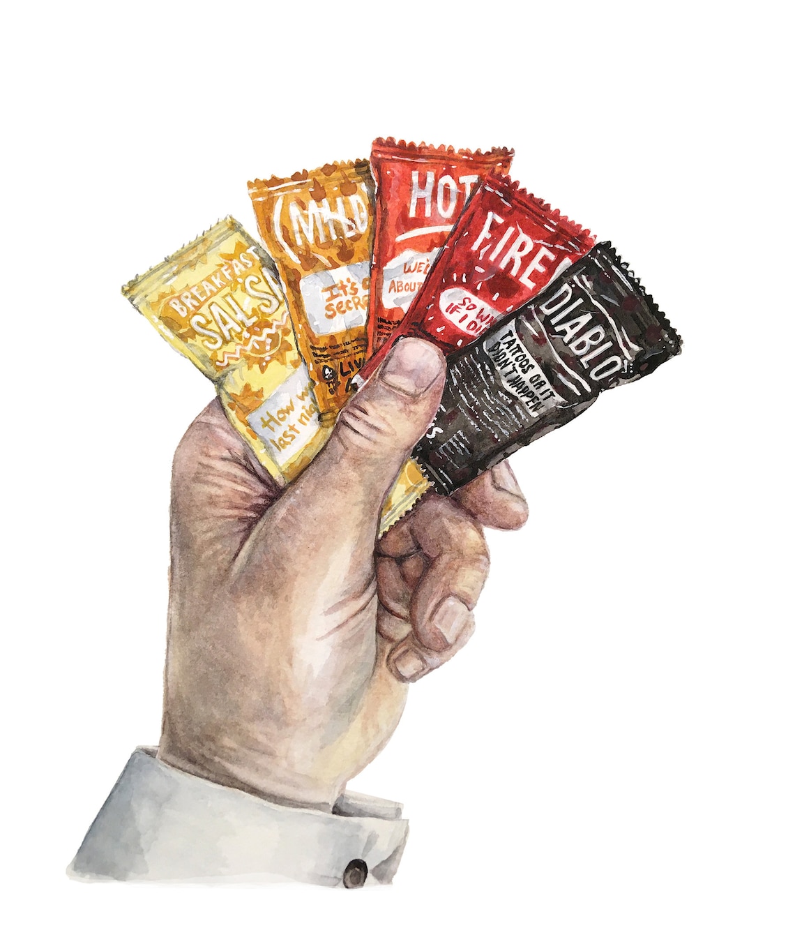 Customizable Taco Bell Sauce Packet Art Poker Hand Mild Hot Fire Diablo