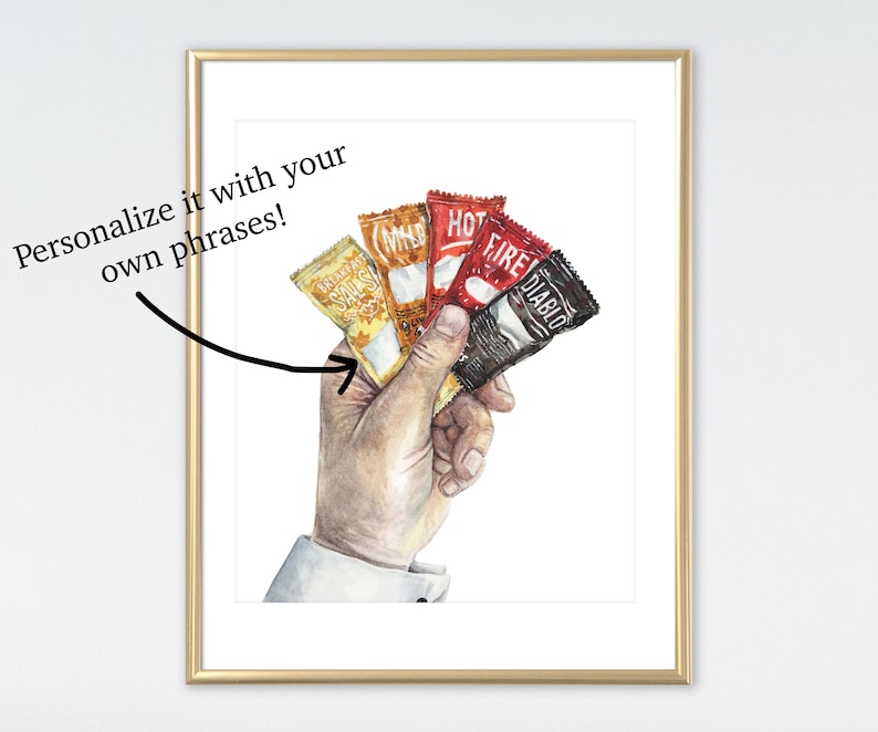 Customizable Taco Bell Sauce Packet Art Poker Hand Mild Hot Fire Diablo